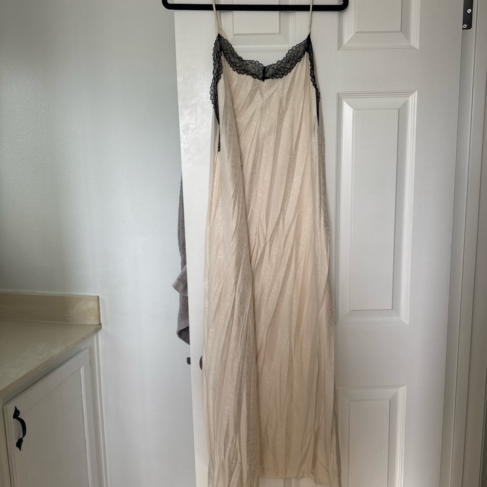 Zara Cream Slip with Black Lace Trim